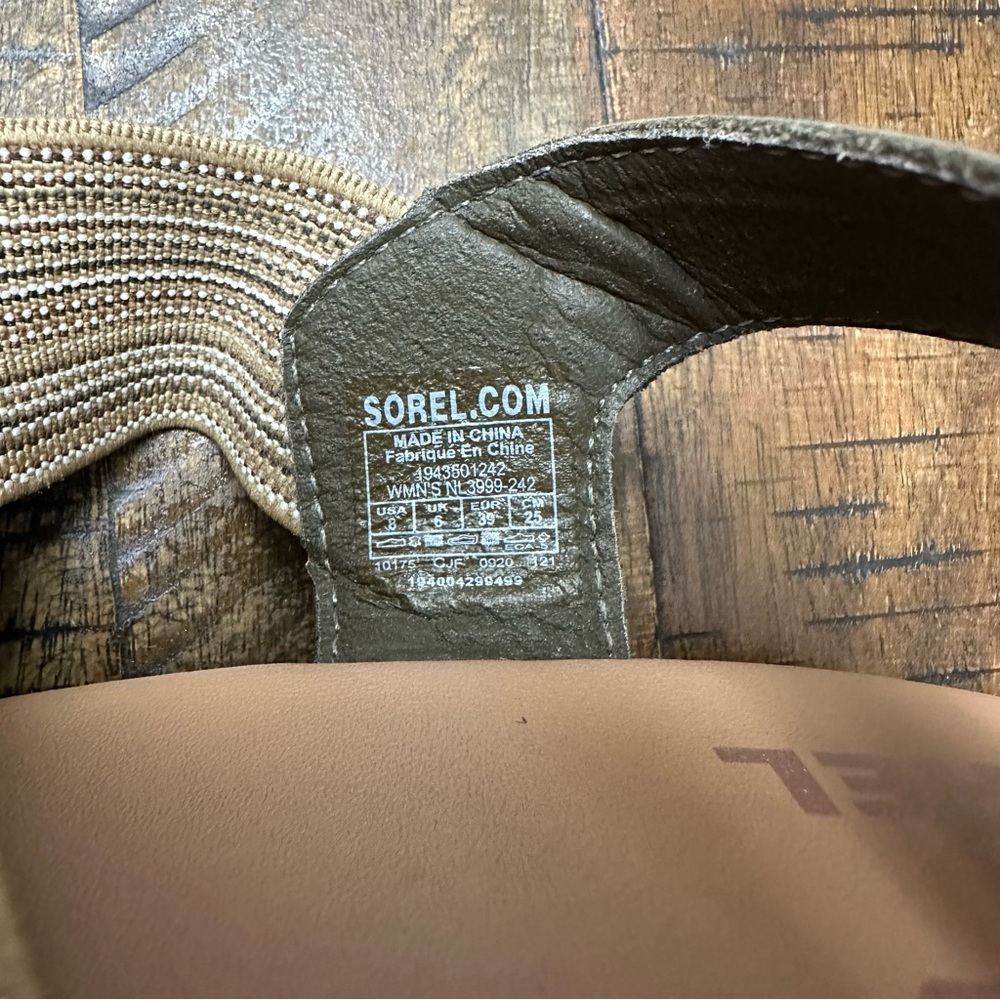 Sorel Cameron Flatform Slingback Sandal - Size 8 - Tan/Olive Green - Picture 10 of 11